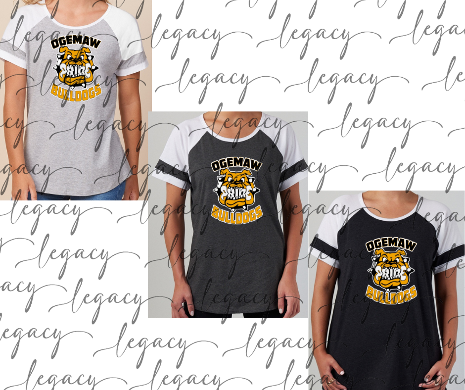 Bulldog Logo Colorblock Women's Tee Multi Color Options Bulldogs 2025