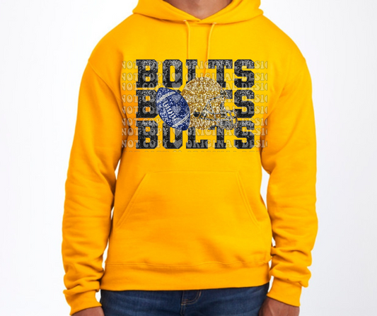 Thunderbolts Stacked Faux Glitter Football Cotton/Poly Blend Top Options Mio Thunderbolts 2025