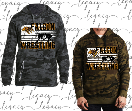 Falcon Flag CAMO Hoodie Options Falcon Wrestling 2025