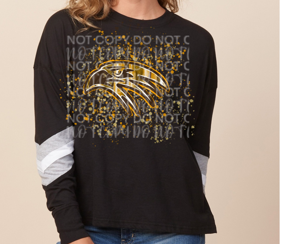 Falcon logo paint splatter Long Sleeve Color Block Top Ogemaw Falcons 2025