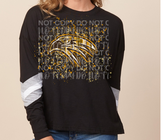 Falcon logo paint splatter Long Sleeve Color Block Top Ogemaw Falcons 2025