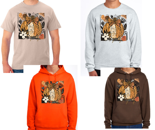 Cute Pumpkin Fall Halloween Floral Fall 2025 Cotton Poly Blend Top Options