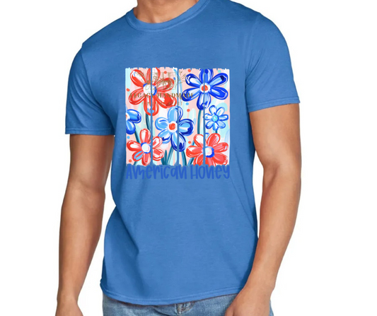 American Honey Watercolor Floral 4th Red White & Blue American Pride America Freedom