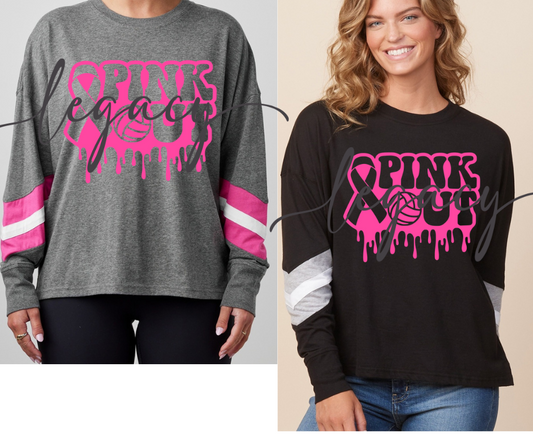 Pink Out Volleyball Long Sleeve Varsity Style Top