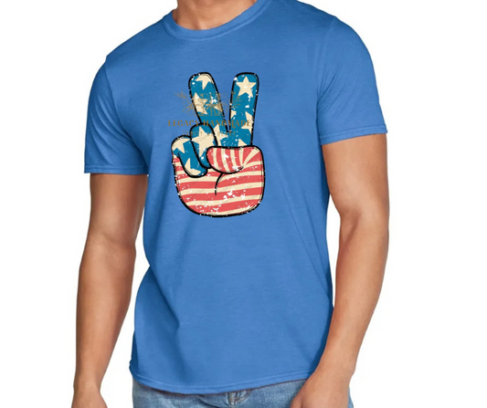 Peace Fingers 4th Red White & Blue American Pride America Freedom 2025