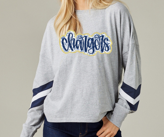 Chargers script Long Sleeve Color Block Top Mio Chargers 2025