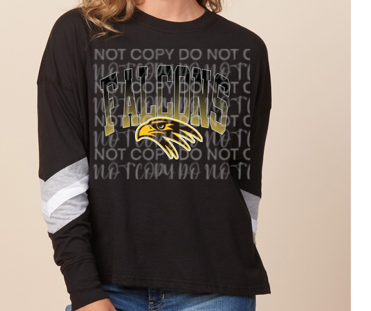 Falcon Ombre Logo Long Sleeve Color Block Top Ogemaw Falcons 2025