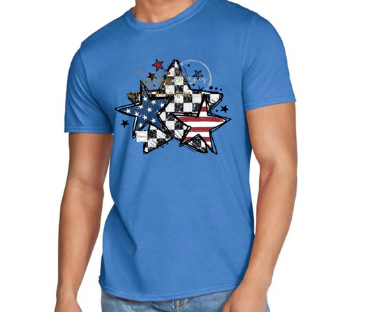 Stars striped checkered 4th Red White & Blue American Pride America Freedom 2025
