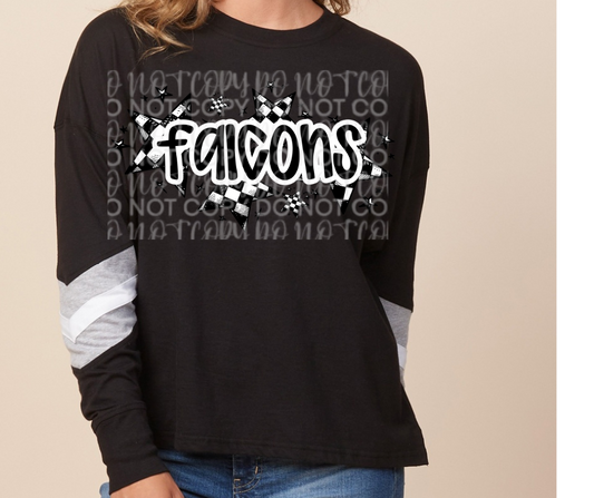 Falcons checkered stars Long Sleeve Color Block Top Ogemaw Falcons 2025