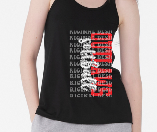 Ogemaw Outlaws 2025 Softball Red Black Gray Tank Top Options Sideways Softball Outlaws
