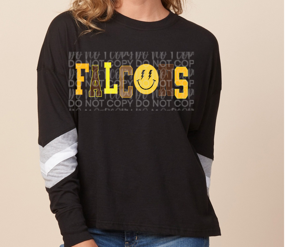 Falcons Smiley Long Sleeve Color Block Top Ogemaw Falcons 2025