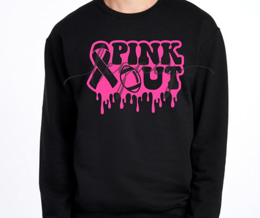 Pink Out Drip Black & Grey Cotton/Poly Blend Top Options Pink Out Football 2025 Ogemaw Browns Falcon Football