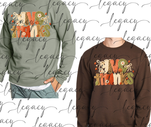 Give Thanks Faux Crochet & Thankful Always Thanksgiving Fall Crewnecks