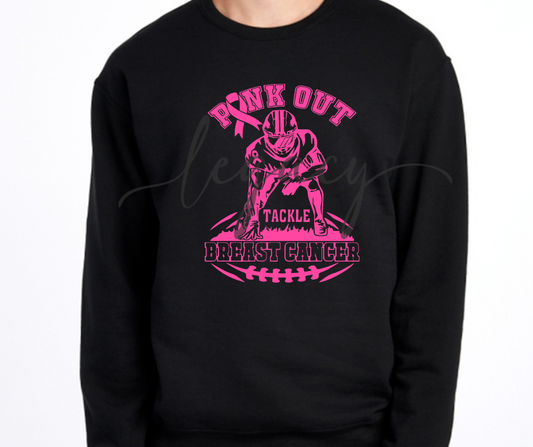 Pink Out Football Player Black & Grey Cotton/Poly Blend Top Options Pink Out Football 2025 Ogemaw Browns