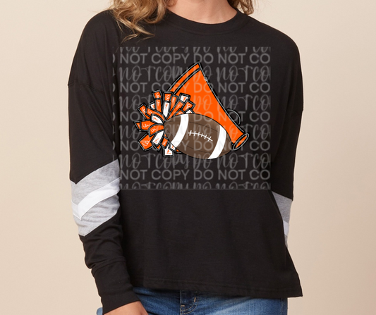 Megaphone Pom Football Long Sleeve Color Block Top Ogemaw Browns 2025