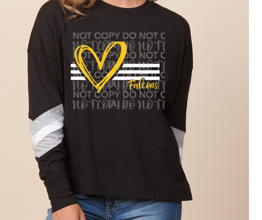 Falcons heart lines Long Sleeve Color Block Top Ogemaw Falcons 2025