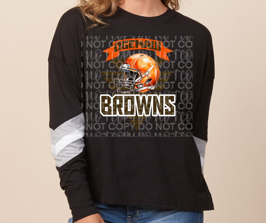 Browns Football Helmet Football Triangles Long Sleeve Color Block Top Ogemaw Browns 2025