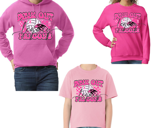 PINK Cotton/Poly Blend Top Options Pink Out Volleyball Falcons 2025
