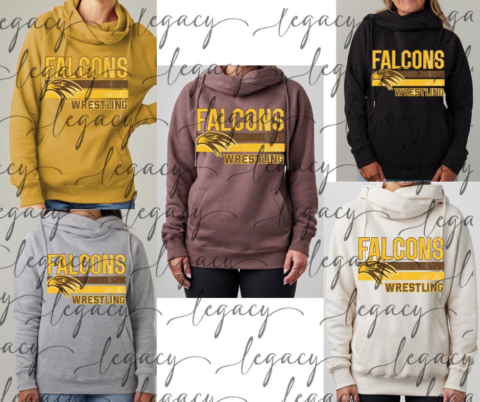 Falcons Wrestling Distressed Stripes Cowl Neck Top Options Falcon Wrestling 2025