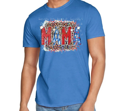 Mama Stars Stripes Leopard 4th Red White & Blue American Pride America Freedom 2025