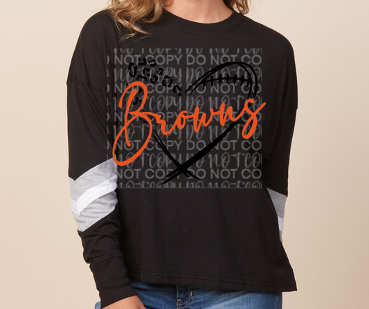 Browns Leo Heart Long Sleeve Color Block Top Ogemaw Browns 2025