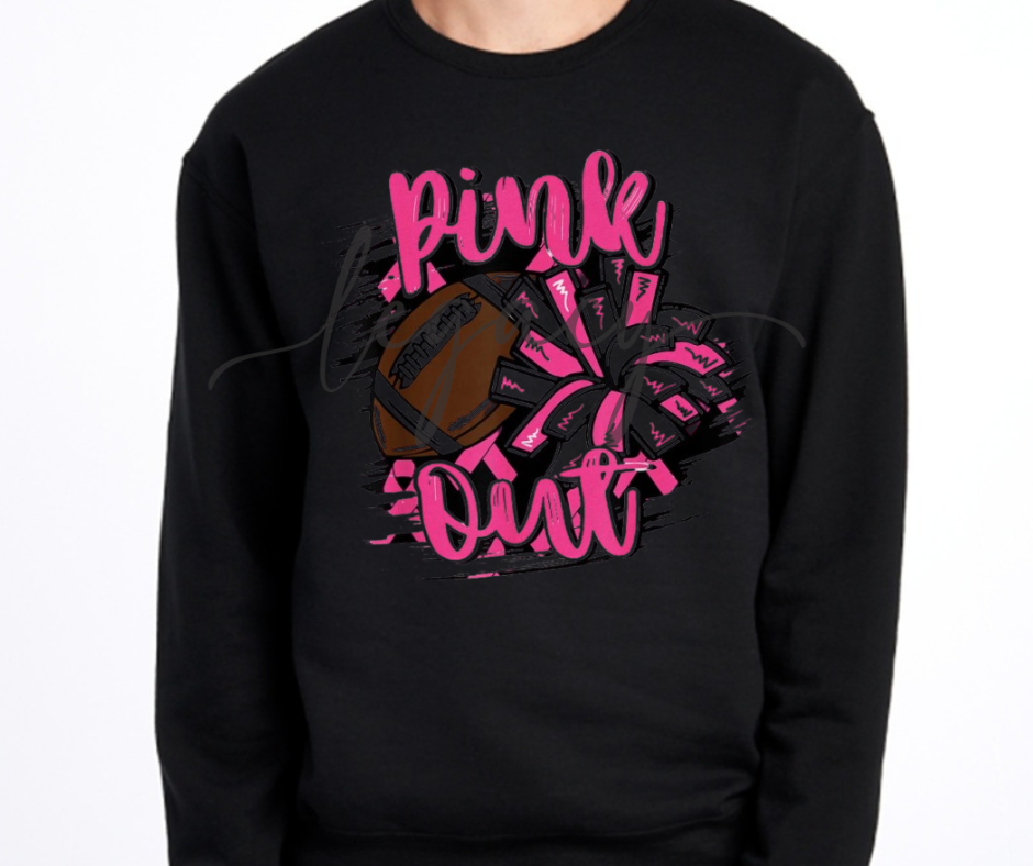 Pink Out Football & Pom Black & Grey Cotton/Poly Blend Top Options Pink Out Football 2025 Ogemaw Browns Falcon Football