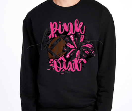 Pink Out Football & Pom Black & Grey Cotton/Poly Blend Top Options Pink Out Football 2025 Ogemaw Browns Falcon Football