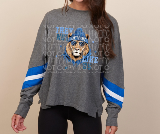 Lions Football They Not Like Us Long Sleeve Color Block Top Options One Pride
