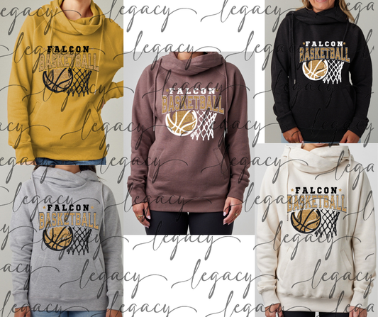 Falcon Basketball Faux Glitter Net Cowl Neck Top Options Falcon Basketball 2025