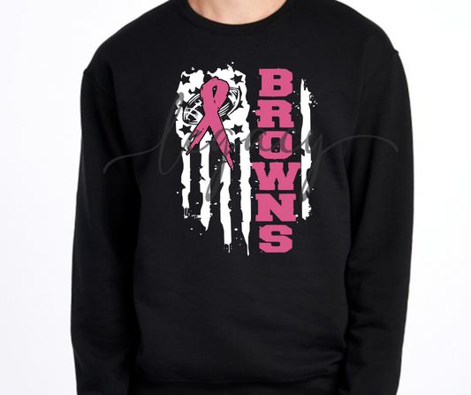 Pink Out Football Flag Black & Grey Cotton/Poly Blend Top Options Pink Out Football 2025 Ogemaw Browns