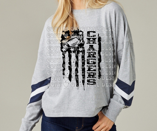 Chargers Football flag Long Sleeve Color Block Top Mio Chargers 2025