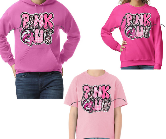 PINK Cotton/Poly Blend Top Options Pink Out Volleyball Leo 2025