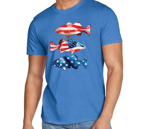 Fish Silhouette Watercolor 4th Red White & Blue American Pride America Freedom 2025