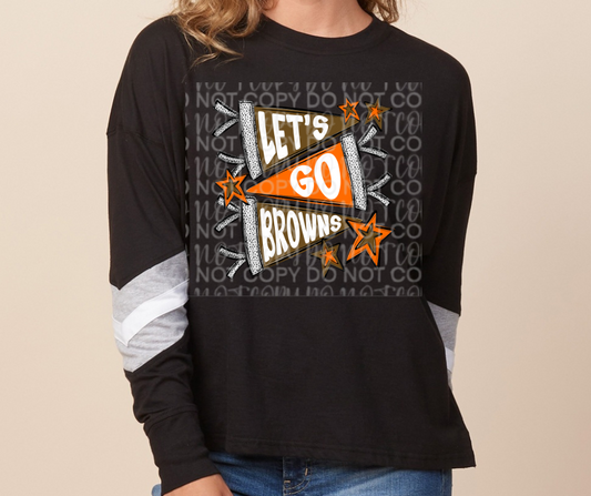Lets Go Browns Pennant Flag Long Sleeve Color Block Top Ogemaw Browns 2025