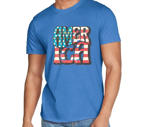 America Retro Bubble Letters 4th Red White & Blue American Pride America Freedom 2025