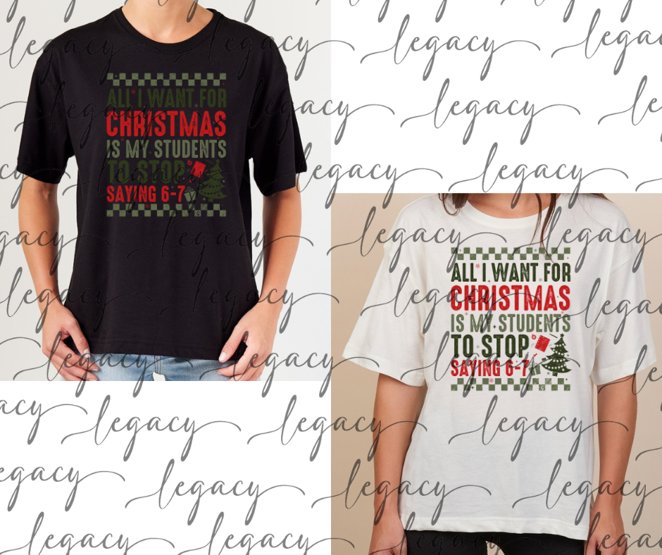 Teacher 6-7 Boxy Women's Tee Multi Color Options Holiday Magic