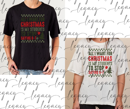 Teacher 6-7 Boxy Women's Tee Multi Color Options Holiday Magic
