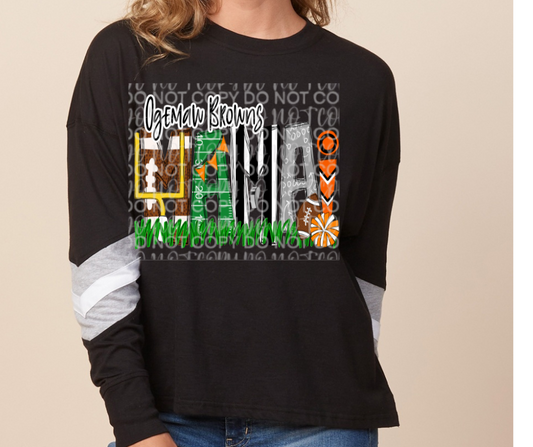 Ogemaw Browns Mama with optional sleeve detail Long Sleeve Color Block Top Ogemaw Browns 2025
