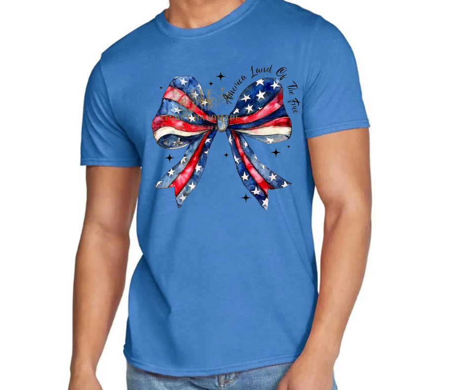 Cutesy Bow Stripes Stars Land of the Free 4th Red White & Blue American Pride America Freedom 2025