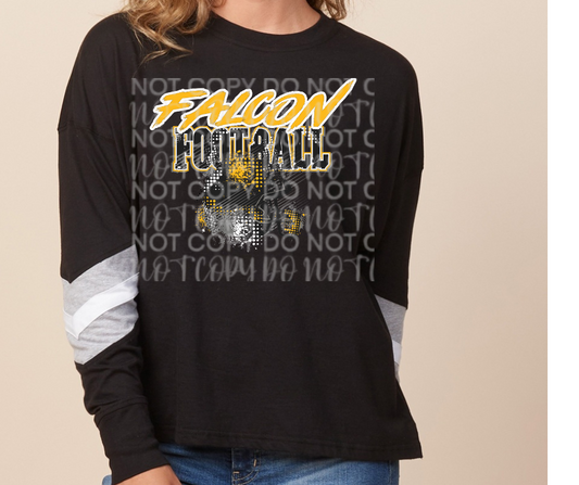 Falcon Grunge Helmet Long Sleeve Color Block Top Falcon Football