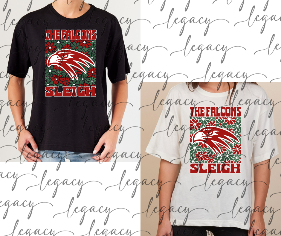 The Falcons Sleigh Boxy Women's Tee Multi Color Options Holiday Magic