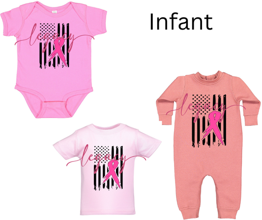 Pink Ribbon Distressed Flag Pink Cotton/Poly Blend Top Options PinkOut