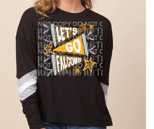 Lets Go Falcons Pennant Flag Long Sleeve Color Block Top Ogemaw Falcons 2025