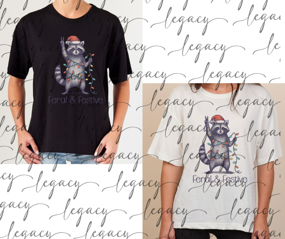 Feral & Festive Boxy Women's Tee Multi Color Options Holiday Magic