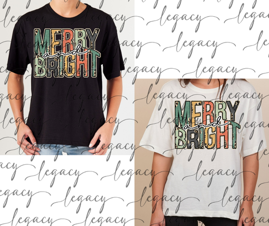 Merry & Bright Boxy Women's Tee Multi Color Options Holiday Magic