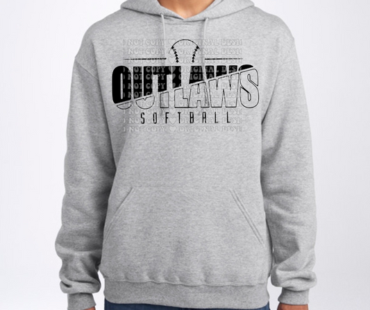 Ogemaw Outlaws 2025 Softball Red Black Gray Top Options Split Word