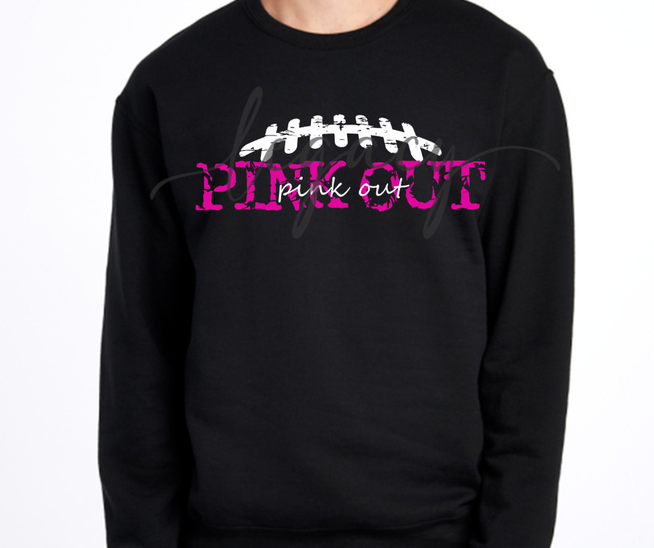 Pink Out Football Cursive Black & Grey Cotton/Poly Blend Top Options Pink Out Football 2025 Ogemaw Browns