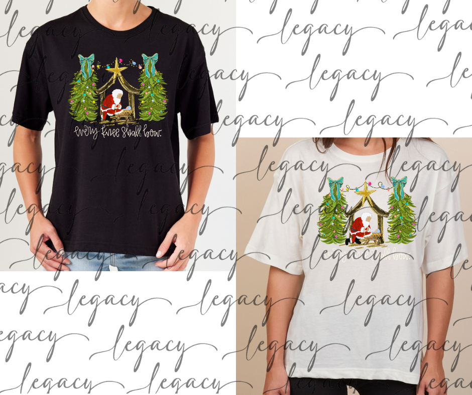 Every knee shall bow Boxy Women's Tee Multi Color Options Holiday Magic