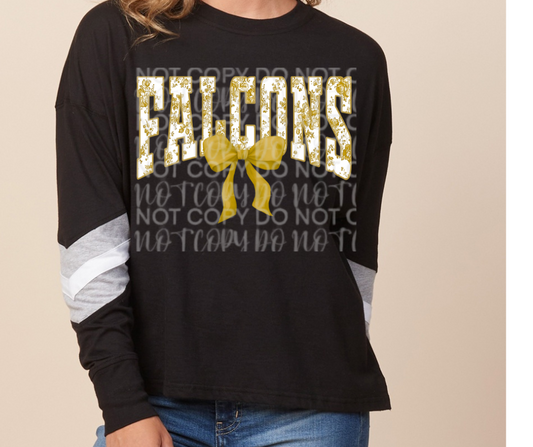 Falcons floral bow Long Sleeve Color Block Top Ogemaw Falcons 2025