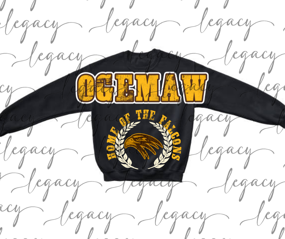 Oversized Jumbo Design Ogemaw Home of the Falcons Crewneck